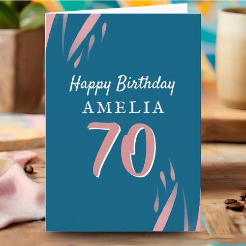 Elegant Pink Watercolor 70th Happy Birthday 
