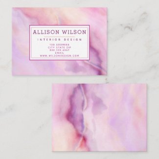 Elegant Pink Watercolor Agate Pattern Business Card
