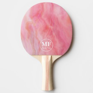 Elegant Pink Watercolor Agate Pattern - Monogram P Ping Pong Paddle
