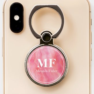 Elegant Pink Watercolor Agate Pattern - Monogram Phone Ring Stand