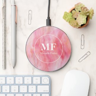 Elegant Pink Watercolor Agate Pattern - Monogram