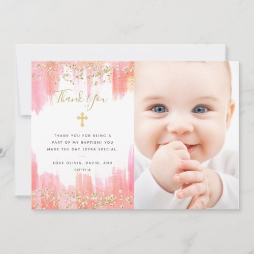 Elegant Pink Watercolor and Gold | Photo Baptism