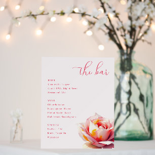Elegant Pink Watercolor Bar Menu Foam Board