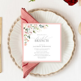 Elegant Pink Watercolor Botanical Bridal Brunch Invitation