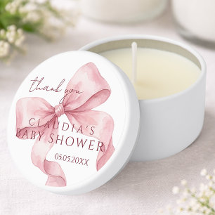 Elegant Pink Watercolor Bow Baby Shower Mini Candle Favors