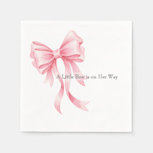Elegant Pink Watercolor Bow Baby Shower Napkins