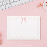 Elegant Pink Watercolor Bow Personalized Note Card