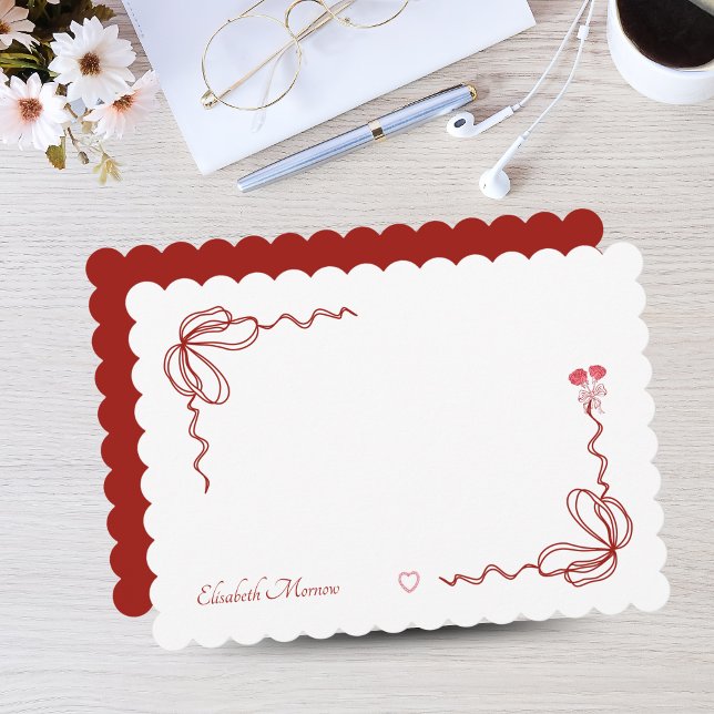 Elegant Pink Watercolor Bow Personalized Note Card (Elegant Watercolor Bow Personalized Note Cards)