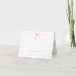 Elegant Pink Watercolor Bow Personalized Thank You Card