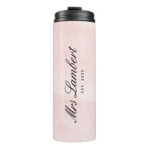 Elegant Pink Watercolor Bridal Shower Mrs to Be Thermal Tumbler
