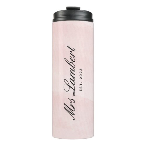 Elegant Pink Watercolor Bridal Shower Mrs to Be Thermal Tumbler