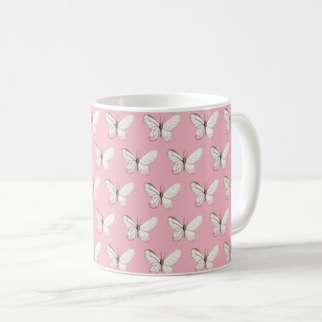 Elegant Pink Watercolor Butterflies Pattern Mug