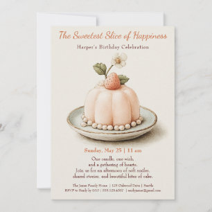 Elegant pink Watercolor Cake Birthday Invitation