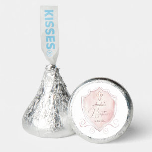 Elegant Pink Watercolor Crest Baptism Hershey®'s Kisses®
