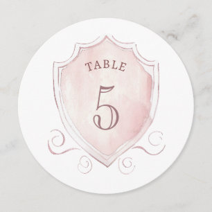 Elegant Pink Watercolor Crest Round Table Number