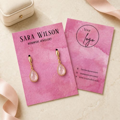 Elegant Pink Watercolor Custom Earring Display Car
