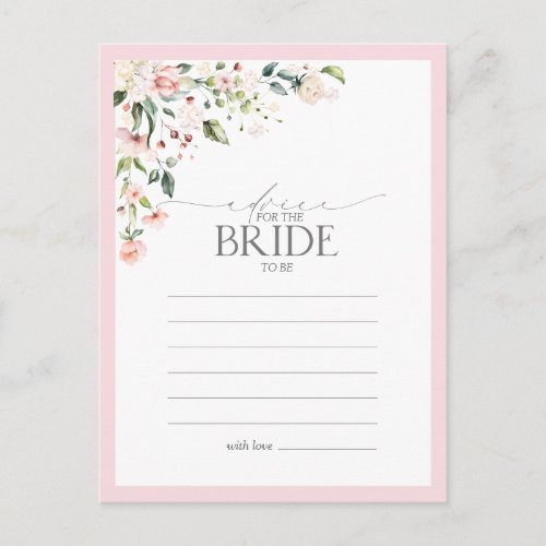 Elegant Pink Watercolor Floral Advice To The Bride Postcard