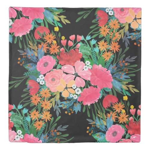 Elegant Pink watercolor Floral Bouquet Design Duvet Cover