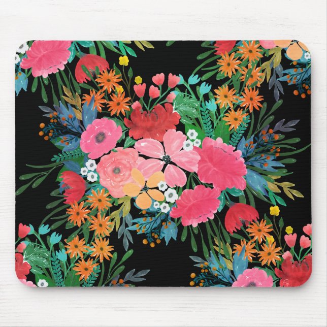 Elegant Pink watercolor Floral Bouquet Design Mouse Pad (Front)