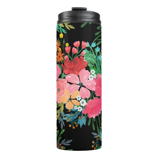 Elegant Pink watercolor Floral Bouquet Design Thermal Tumbler (Front)