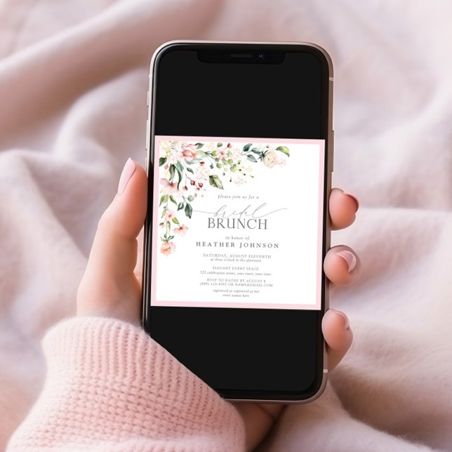 Elegant Pink Watercolor Floral Bridal Brunch Invitation (Creator Uploaded)