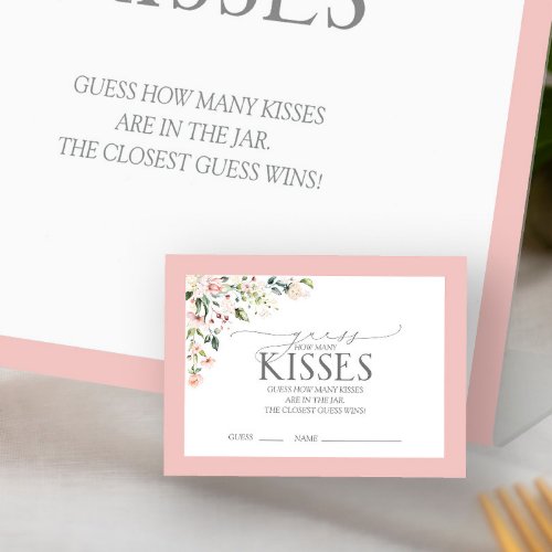 Elegant Pink Watercolor Floral Bridal Shower Game  Enclosure Card