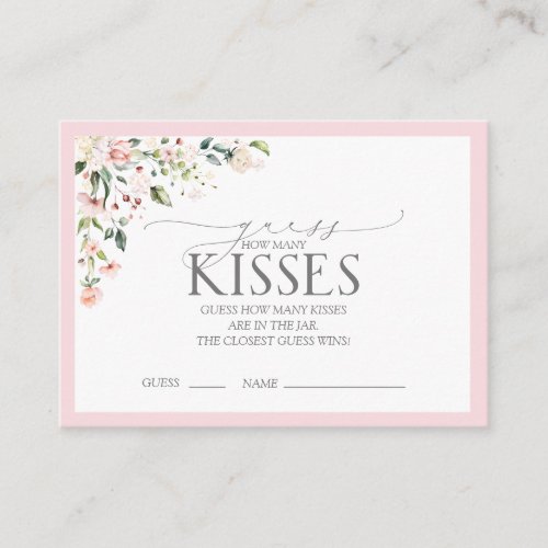 Elegant Pink Watercolor Floral Bridal Shower Game  Enclosure Card