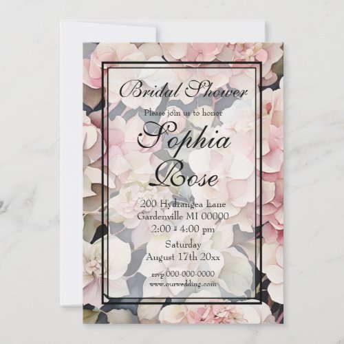Elegant pink watercolor floral Bridal Shower Invitation
