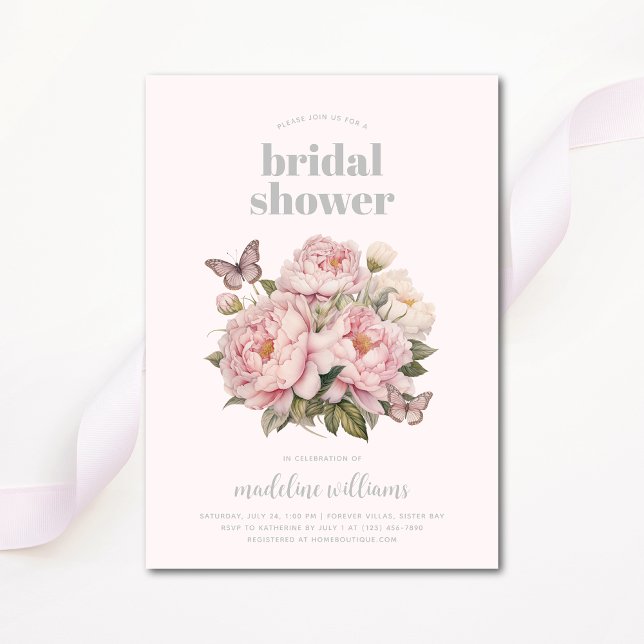 Elegant Pink Watercolor Floral Bridal Shower Invitation (Creator Uploaded)