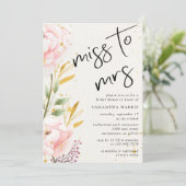 Elegant Pink Watercolor Floral Bridal Shower Invitation (Standing Front)