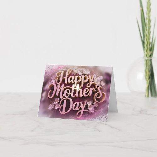 Elegant pink watercolor Floral mom Photo Thank You Card