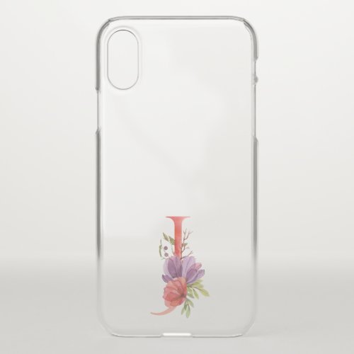 Elegant Pink Watercolor Floral Monogram J iPhone XS Case