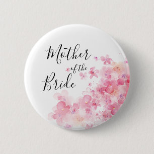Elegant pink watercolor floral mother of the bride button