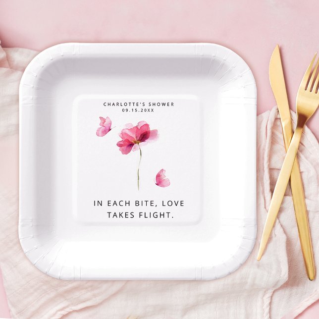 Elegant Pink Watercolor Floral Paper Plates (Creator Uploaded)