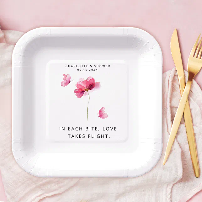 Elegant Pink Watercolor Floral Paper Plates | Zazzle
