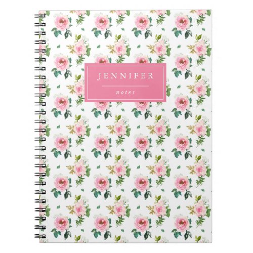 Elegant Pink Watercolor Floral Pattern Notebook