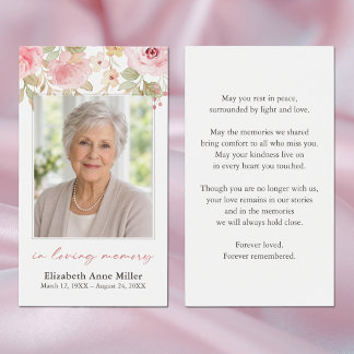 Elegant Pink Watercolor Floral Photo Sympathy Card