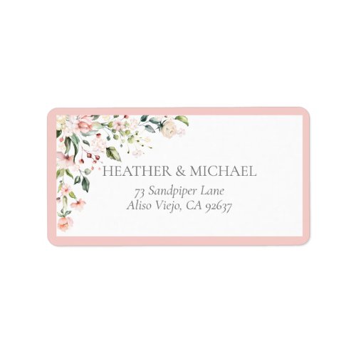 Elegant Pink Watercolor Floral Return Address Label