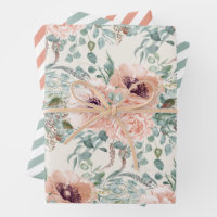 Rustic Stylish Floral Bouquets Wrapping Paper Sheets