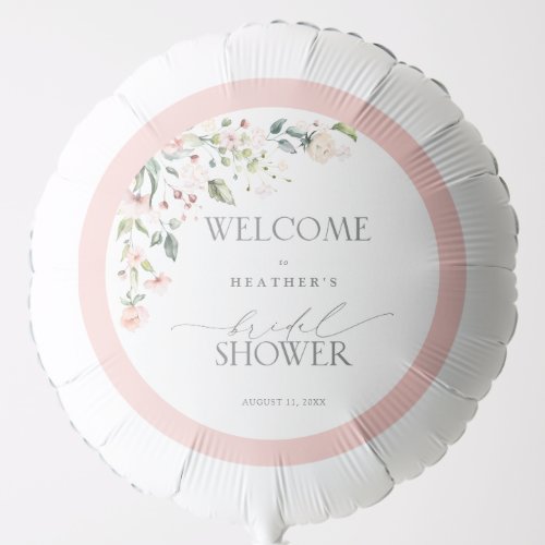 Elegant Pink Watercolor Floral Shower Welcome Balloon