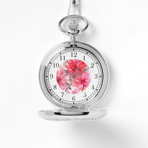 Elegant Pink Watercolor Floral Stylish Chic Womans Watch