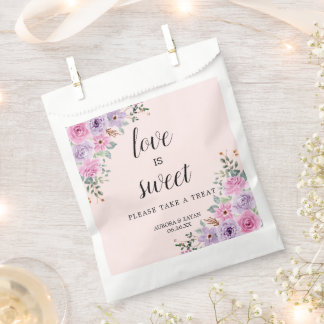 Elegant Pink Watercolor Floral Wedding Favor Bag