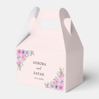 Elegant Pink Watercolor Floral Wedding Favor Boxes