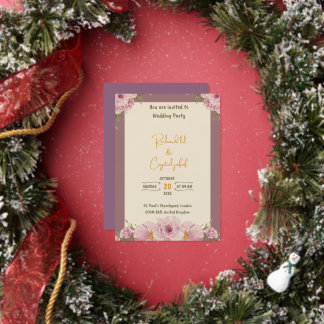 Elegant Pink Watercolor Floral Wedding Invitation Foil Invitation