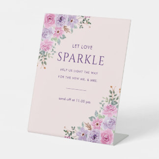 Elegant Pink Watercolor Floral Wedding Pedestal Sign
