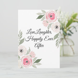 Elegant Pink Watercolor Floral Wedding Quote Invitation