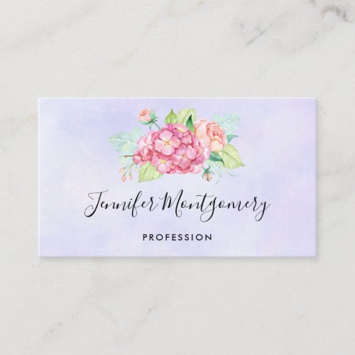 Elegant Pink Watercolor Flower Bouquet Business Card