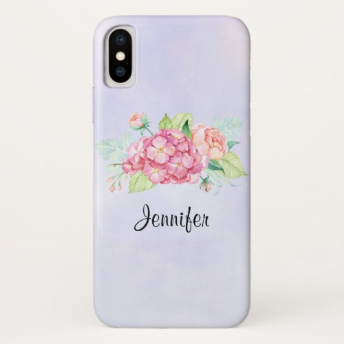 Elegant Pink Watercolor Flower Bouquet iPhone X Case