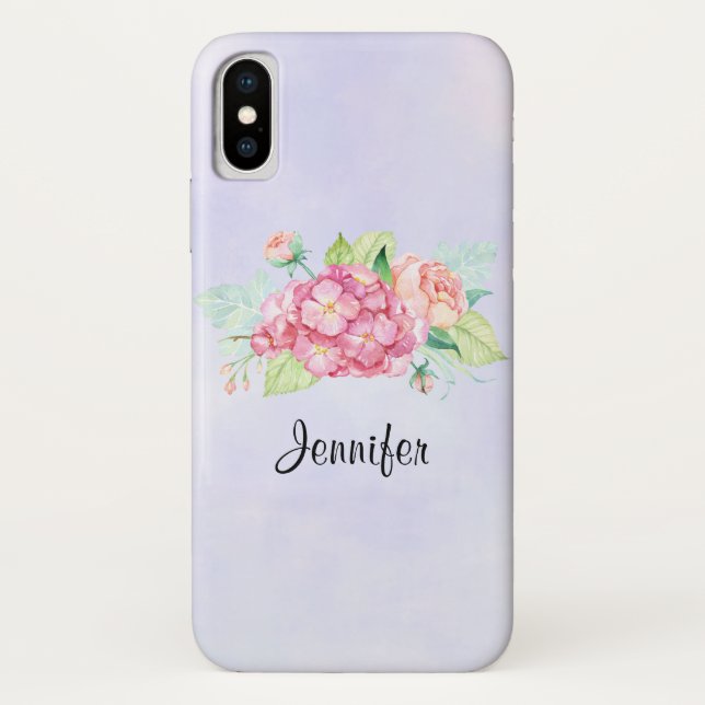 Elegant Pink Watercolor Flower Bouquet Case-Mate iPhone Case (Back)