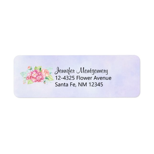 Elegant Pink Watercolor Flower Bouquet Label (Front)